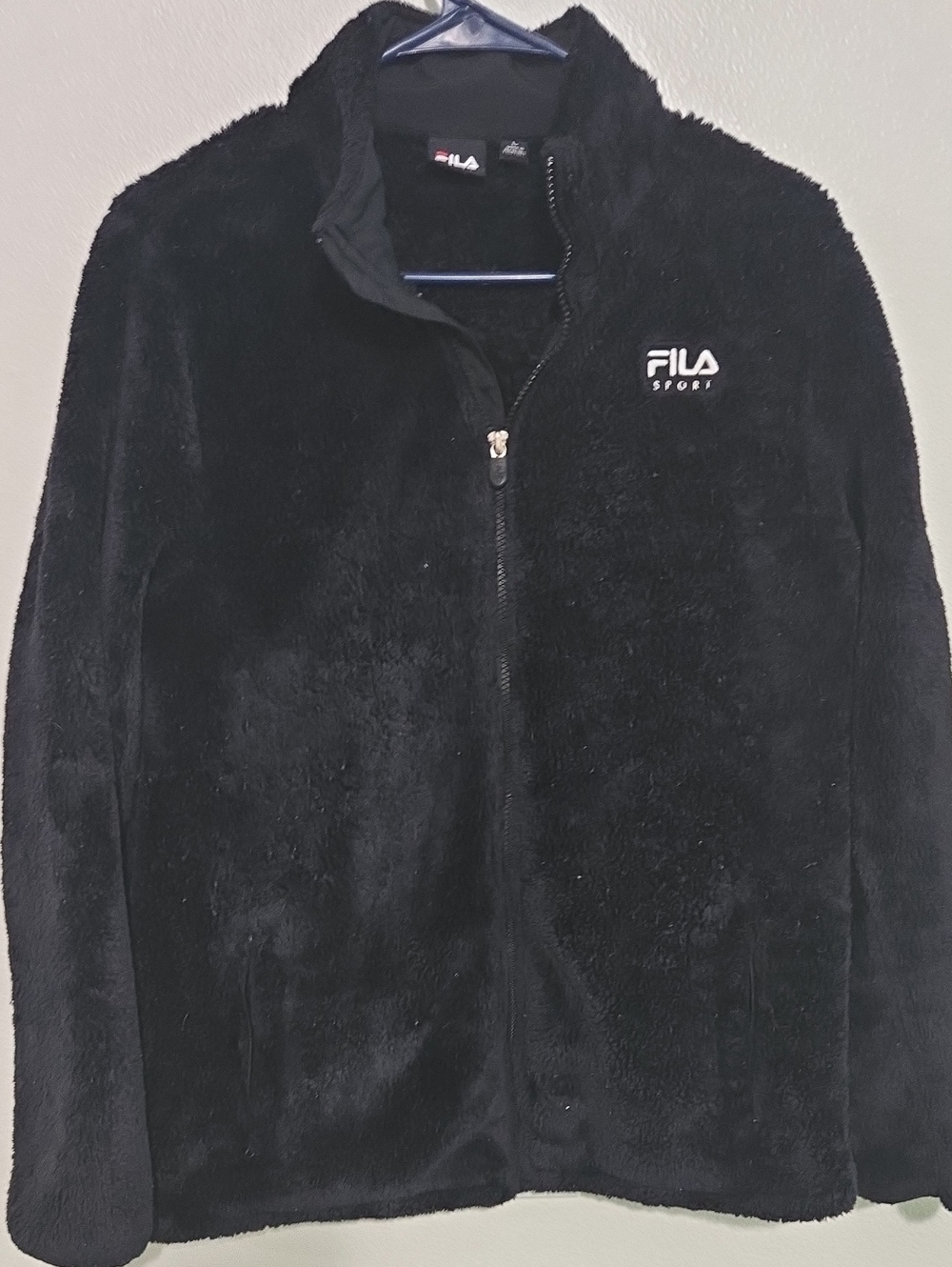 Fila Black Plush Full-Zip Jacket